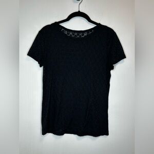 rag & bone Black Mesh Short Sleeve Top